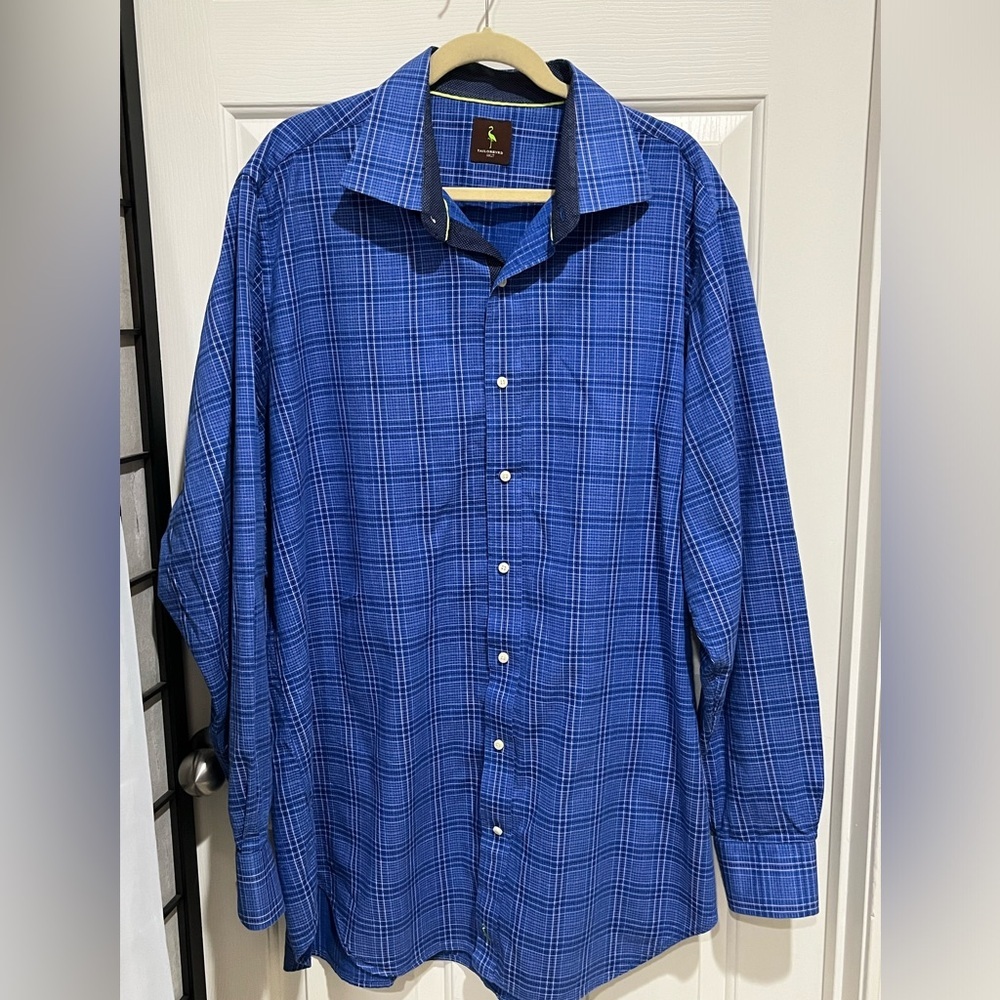 TAYLORBYRD Blue Plaid Button-Up MENS LONG SLEEVE Shirt SIZE 3XLT